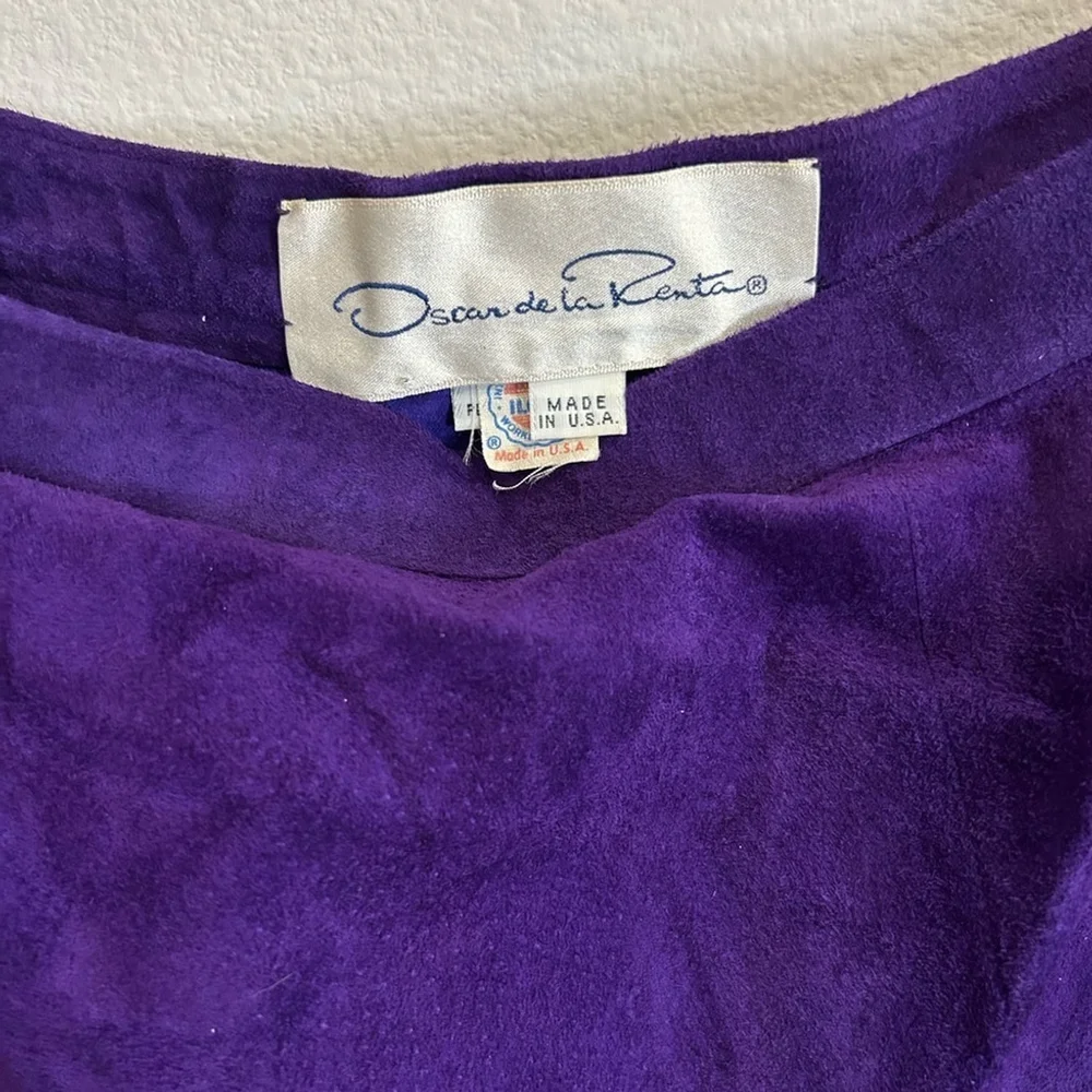 Oscar de la Renta Deep Purple Suede Skirt Quiet Luxury Old Money Size 12